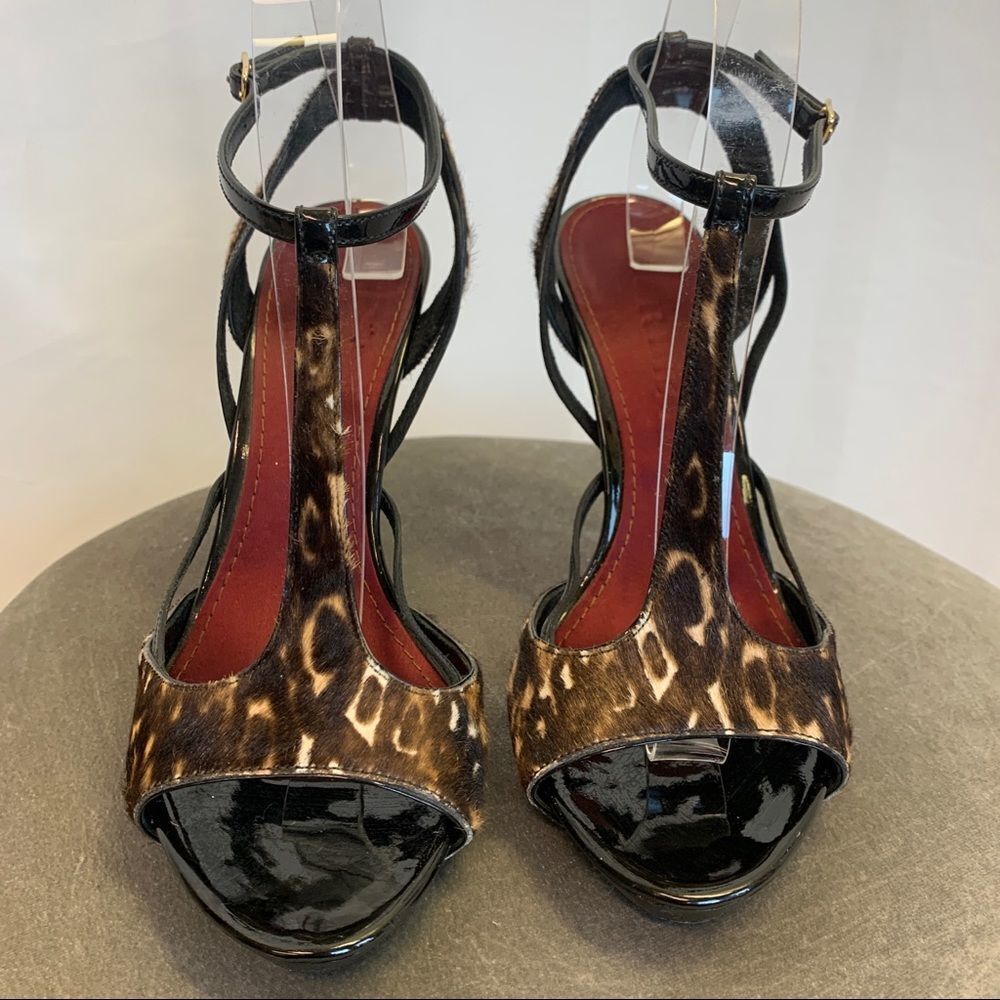 Burberry Prorsum leopard pony hair Animal Print T-Strap Sandals Platforms Sz 39 - Picture 7 of 13